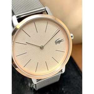 Lacoste Women's Watch 2001072 Quartz Moon Rose Gold Silver Mesh Stainles…